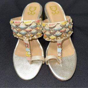 Fizzy‎ Goblet Gold and beaded block heels size 35